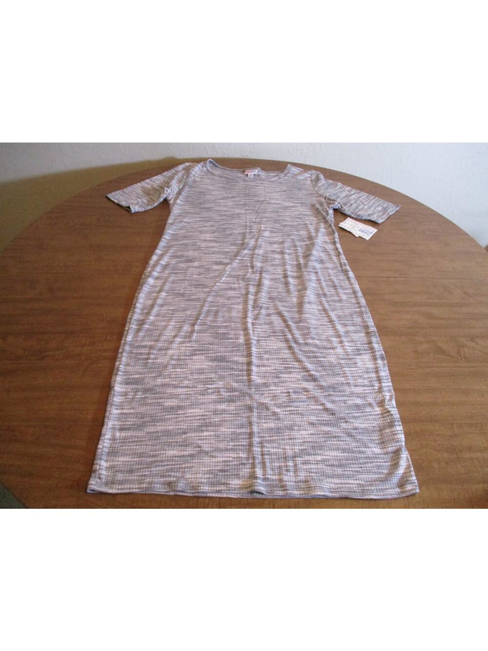 LULAROE JULIA GREY WHITE PULLOVER DRESS SIZE XL